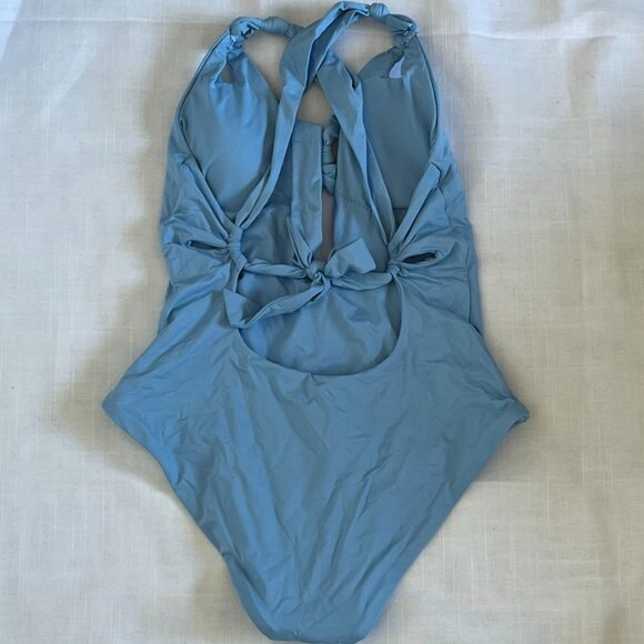 Becca Helena Plunge One Piece Swimsuit in Coastline Blue in Size Medium - Picture 4 of 6